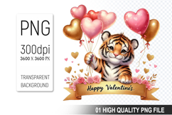 Cute Cat Clipart PNG, Valentine&#039;s Day Animal PNG File Product Image 1