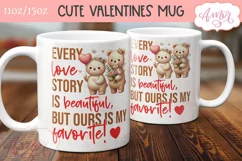 Happy Valentine's day mug wrap PNG, Cute Valentines bear PNG Product Image 3