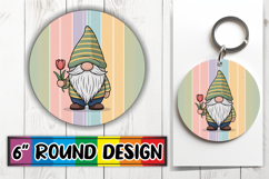 Cheerful Circle Coasters Design PNG, Spring Gnomes Product Image 1