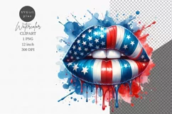 Patriotic clipart, Lips clipart, 4th of July Product Image 1