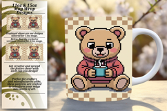 Chic 11oz Mug Wrap Png Template , Cute Bear Product Image 1