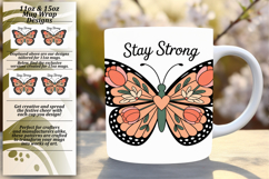 Vibrant 11oz Mug Wrap Png Template , Butterfly Product Image 1