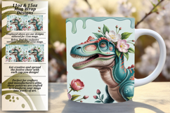 Elegant 15oz Mug Wrap Png Template , Cute Dino Product Image 1