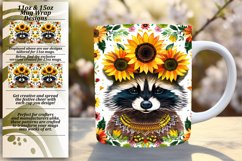 Charming Raccoon with Flowers Mug Wrap Sublimation Product Image 1