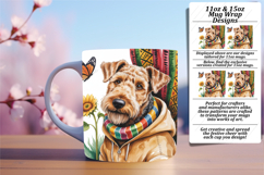 Elegant 15oz Mug Wrap Png Design , Cute Dog Product Image 1