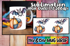 Serene sunsets 11oz 15oz sublimation wrap, Pumpkin Watercolo Product Image 1