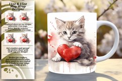Cozy Cat Cuddles: Valentines Cat Mug Wrap Sublimation Product Image 1