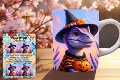 VIBRANT 15oz PNG Mug Wrap Design , Halloween Dino Product Image 1