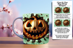 Cute 15oz Mug Wrap Png Artwork , 3D Pumpkin Product Image 1