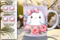 Creative 11oz Mug Wrap Png Artwork , Cute Ghost Product Image 1