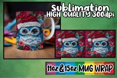 Owl Christmas Mug Wrap Embroidered 11oz 15oz Design Product Image 1