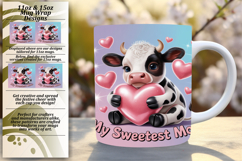 Inspiring 15oz Mug Wrap Png Template , Cute Cow Product Image 1