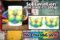 Joyful hearts 11oz 15oz sublimation wrap, Butterfly Product Image 1