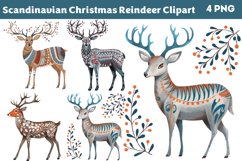 Scandinavian Christmas Reindeer Clipart Bundle Product Image 3