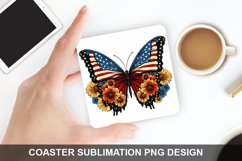4Th Of July Butterfly- Coaster Sublimation Design Product Image 1
