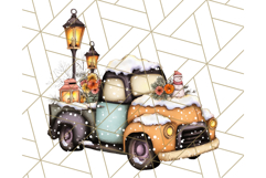 Vintage Christmas Truck Clipart PNG, Retro Holiday Vehicle Product Image 5