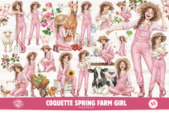 Coquette Spring Farm Girl Clipart Product Image 1