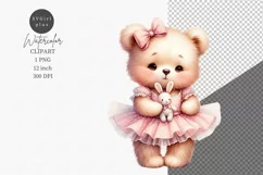 Teddy bear clipart, Ballerina clipart, Bunny toy Product Image 1