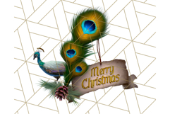 Peacock Christmas Clipart in Jewel Tones, Christmas Png Product Image 5