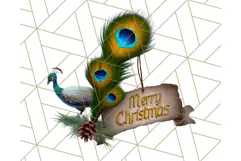 Peacock Christmas Clipart in Jewel Tones, Christmas Png Product Image 5