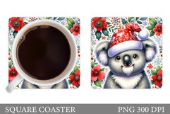 Christmas Koala Coaster. Christmas Coaster Sublimation Product Image 1
