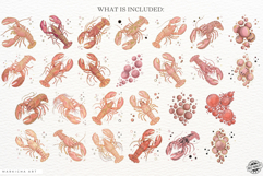 Coastal Glitter Lobster PNG Clipart Product Image 4