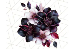Gothic Floral PNG, Dark Aesthetic Flowers Clipart Print Product Image 5