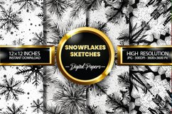 Snowflakes Sketches Digital Papers - 04 Variations Product Image 1