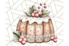Christmas Cake Clipart PNG, Cottagecore Holiday Desserts Product Image 5