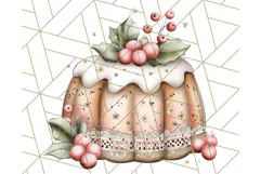 Christmas Cake Clipart PNG, Cottagecore Holiday Desserts Product Image 5
