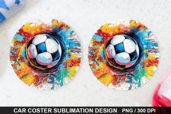 Soccer Ball Car Coaster - Coaster Sublimation Design Product Image 1