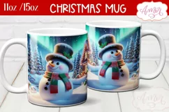 Christmas snowman mug sublimation wrap PNG 11oz 15oz Product Image 2