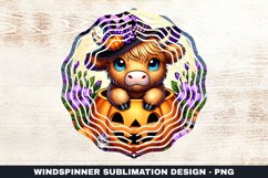 Halloween Highland Cow Wind Spinner Sublimation Design Product Image 1