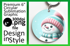 Chic Keychain Circle PNG Sublimation , Snowman Product Image 1