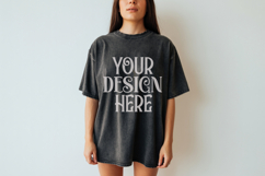 Black Comfort Colors 1717 T-shirt Mockups, Real Model Mock Product Image 1