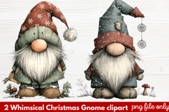 2 Whimsical Christmas Gnome Clipart | Cute Holiday Gnome PNG Product Image 1