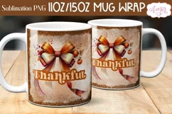 Thankful mug wrap PNG for sublimation | Thanksgiving mug PNG Product Image 1