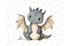 Watercolor Baby Dragon Clipart, Cute Nursery Fantasy PNG Product Image 3