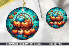 Pumpkin Stained Glass Ornament PNG, Digital Download File Product Image 1