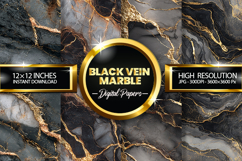 Black Vein Marble Digital Papers - 04 Variations Product Image 1