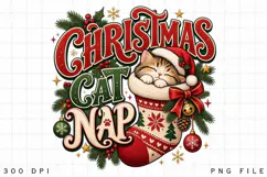 Christmas Cat Nap PNG - Cute Kitten in Stocking Holiday Product Image 3
