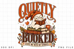 Cozy Ghost Reading Books PNG, Autumn Bookworm Sublimation Product Image 2