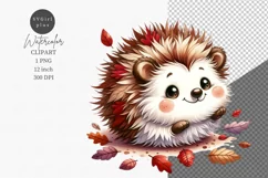 Woodland clipart, Hedgehog clipart, Cute animals Product Image 1