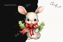 Watercolor Christmas Bunnies Clipart | Watercolor Christmas Product Image 2