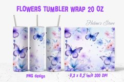 Butterfly flowers tumbler |Tumbler sublimation wrap| Floral Product Image 1