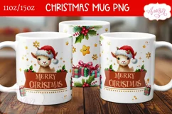 Merry Christmas mug wrap PNG, Farm Christmas mug template Product Image 1