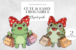 Cute Sassy Frog Girls PNG Clipart, Sublimation PNG. Product Image 1