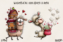 Whimsical Christmas Llama BUNDLE| Cute Holiday Llama PNG Product Image 7