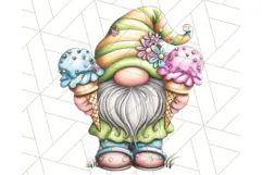 Ice Cream Gnome Clipart PNG Summer Dessert Art, Summer Gnome Product Image 5
