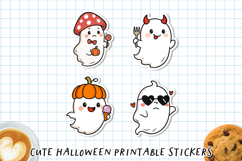 Cute Halloween Ghost Stickers | Printable Kawaii Spooky PNG Product Image 7